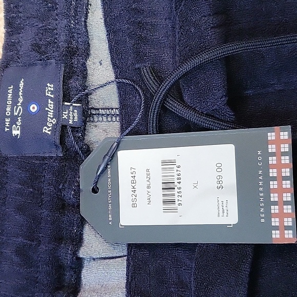 Ben Sherman Blue Stretchy Terrycloth Drawstring Comfortable Pockets Shorts Sz XL - Picture 3 of 9